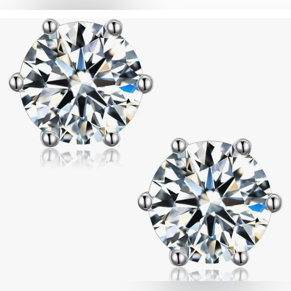 NON3ct 1.5Ea 6 Prong Round Cut MOISSONITE DIAMOND STUD EARRINGS VVSI D CERTIFIED